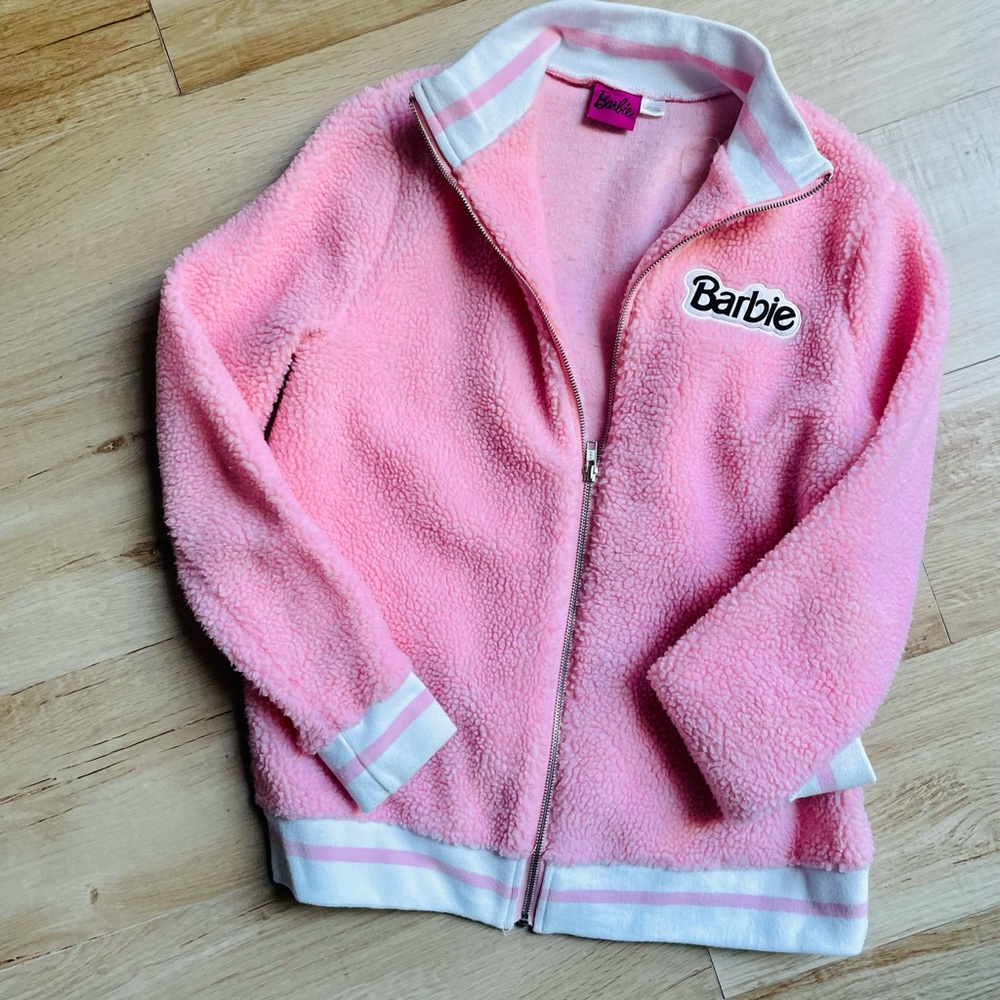 Barbie Pink Fleece Varsity Style Jacket